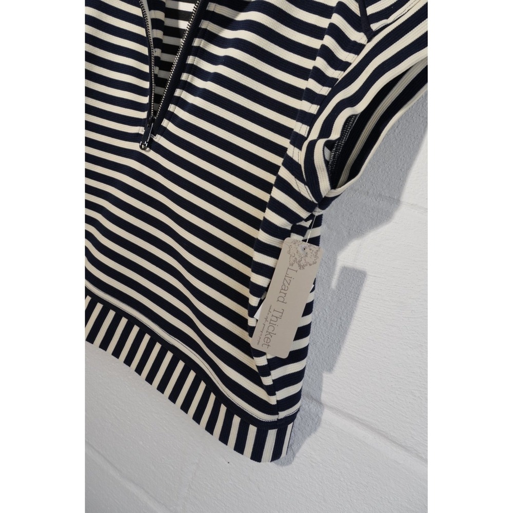 Callie Mac Striped Quarter Zip Vest Womens Large Navy‎ White Sleeveless Top - Picture 3 of 6